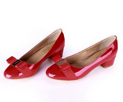 Ferragamo Shallow mouth Block heel Shoes Women--032